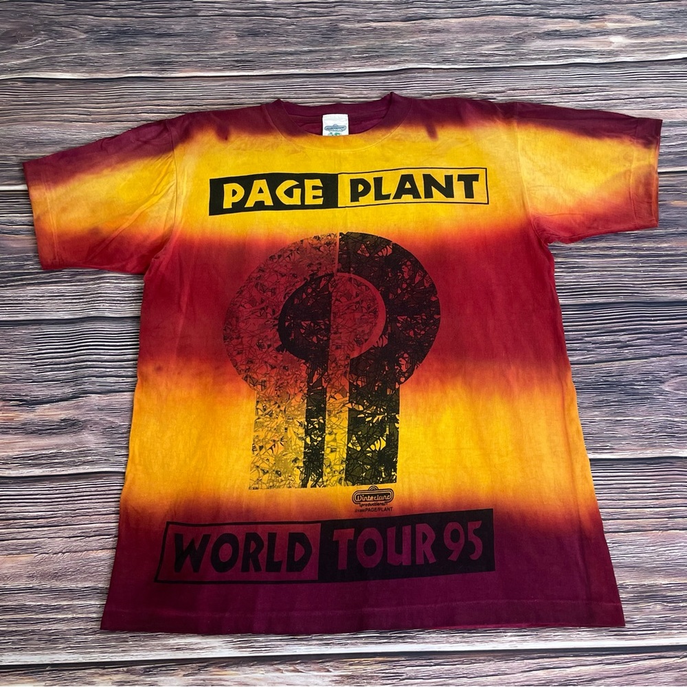 Vintage 1995 Led Zeppelin T-Shirt Tie Dye Jimmy Page Robert Plant Size Large